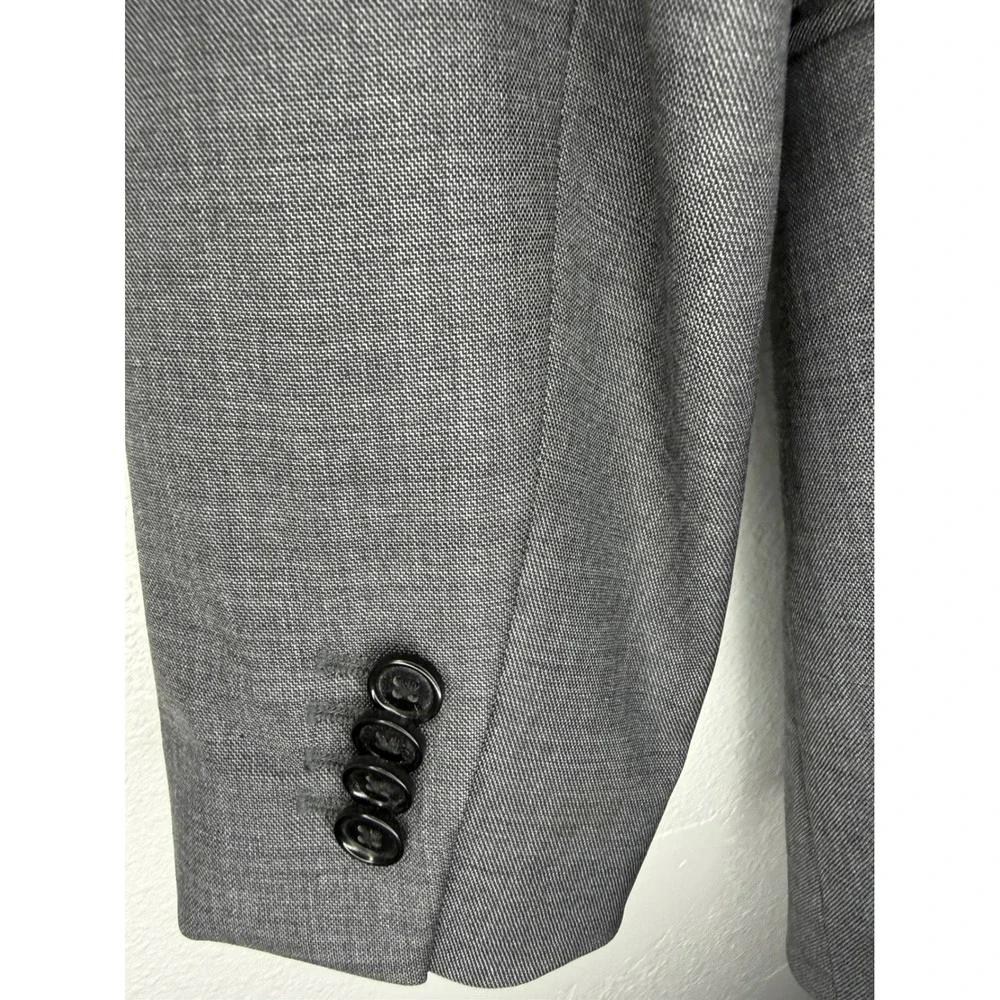 Banana Republic Mens 40R Grey Sharkskin Wool Blend Two Button Suit Jacket Blazer